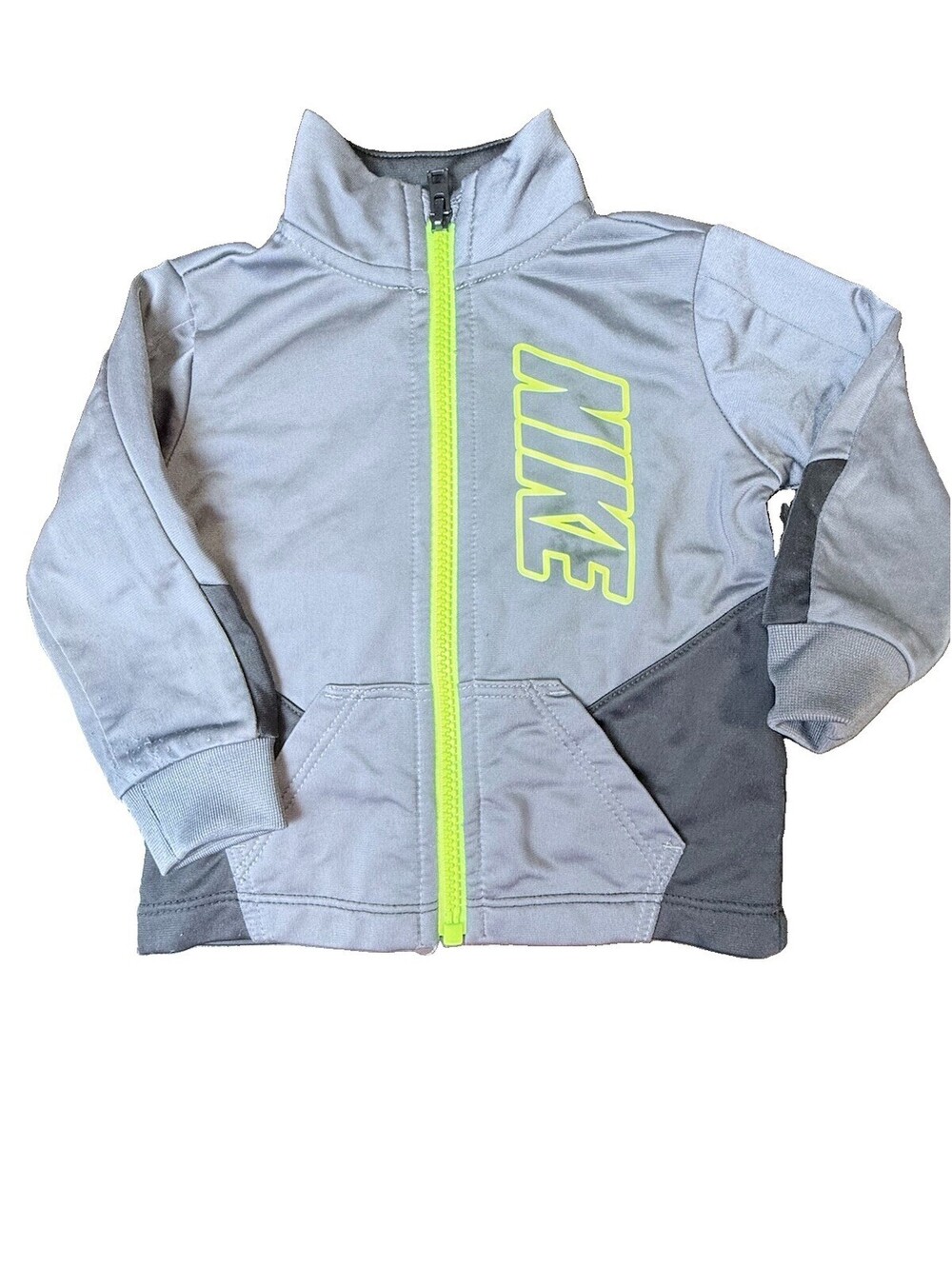 Nike Toddler Track Jacket 12-18M Gray Black Neon Green Full Zip Pockets